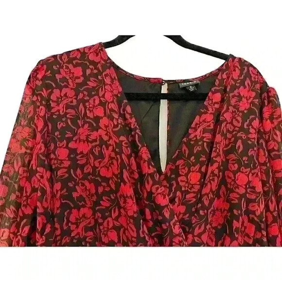 Torrid Sz 2X Midi Crinkle Chiffon Surplice Balloon Sleeve Dress Office Party - Picture 5 of 16